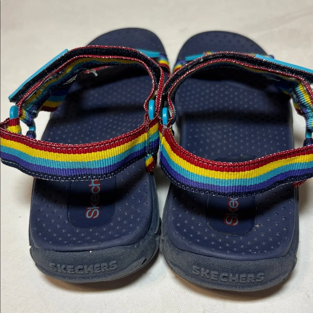 Skechers Kids Rainbow Reggae Multicolor Strap Sandals - Navy, EUC, size 4